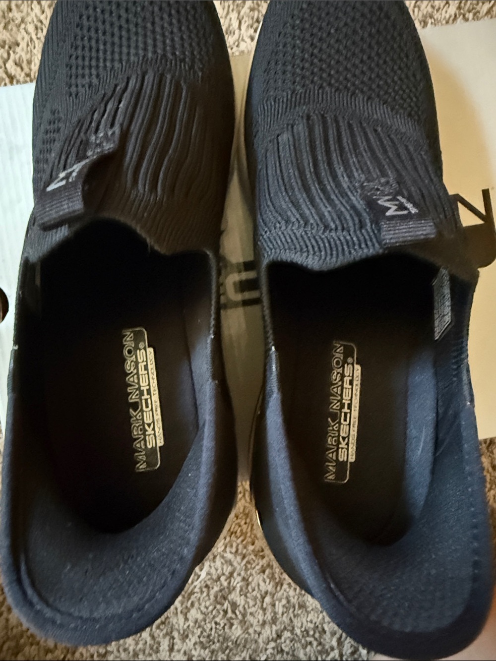 Skechers Black Slip-On Knit Platform Sneakers with Gold Heel Accent - Picture 5 of 6